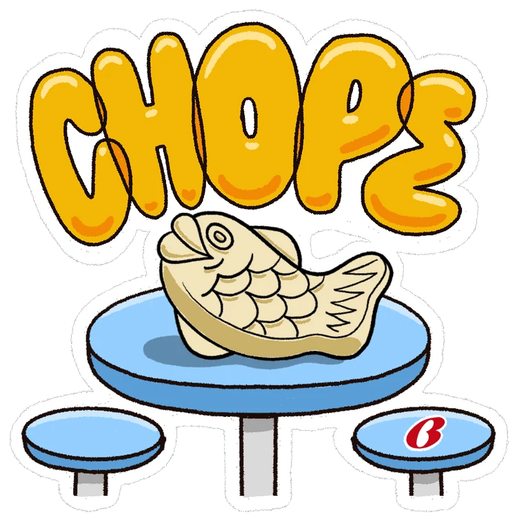 Chope illustration featuring a local table and food motif